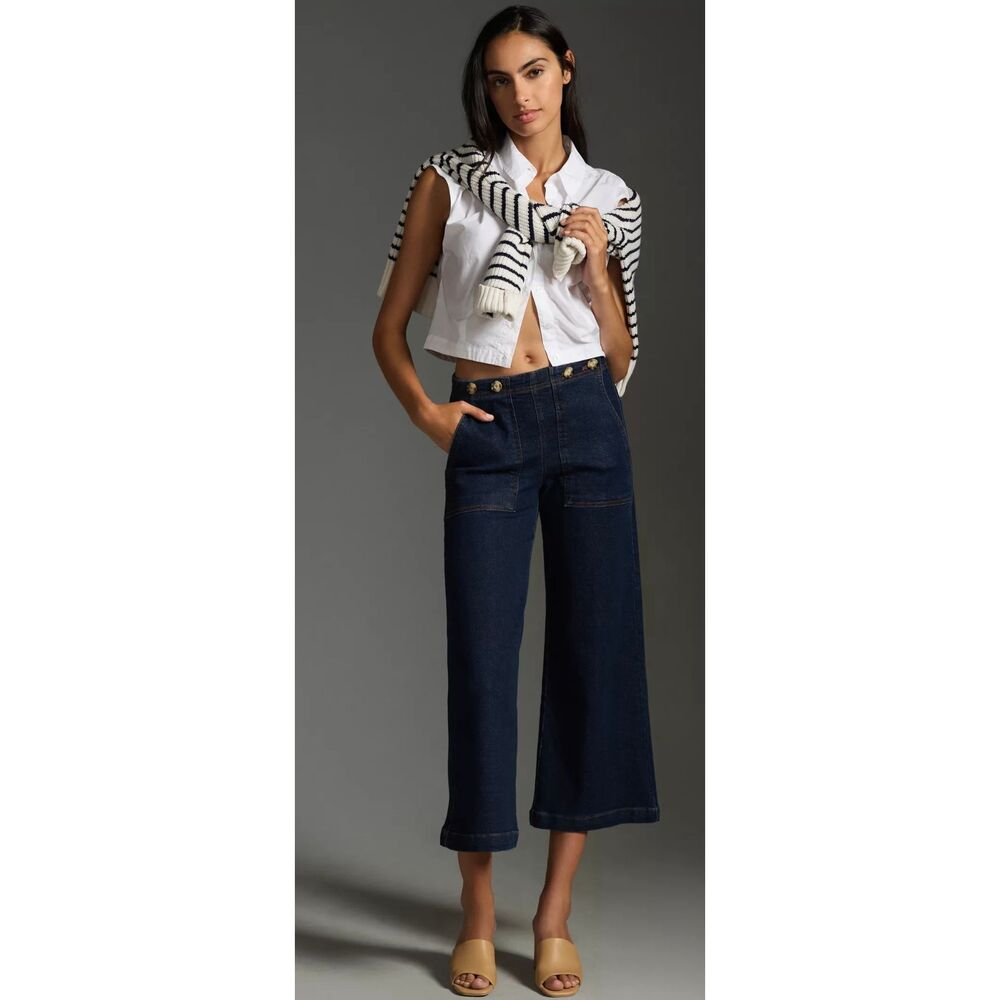 The Kit Cropped High-Rise Wide-Leg Utility Trousers by Pilcro Sz 27